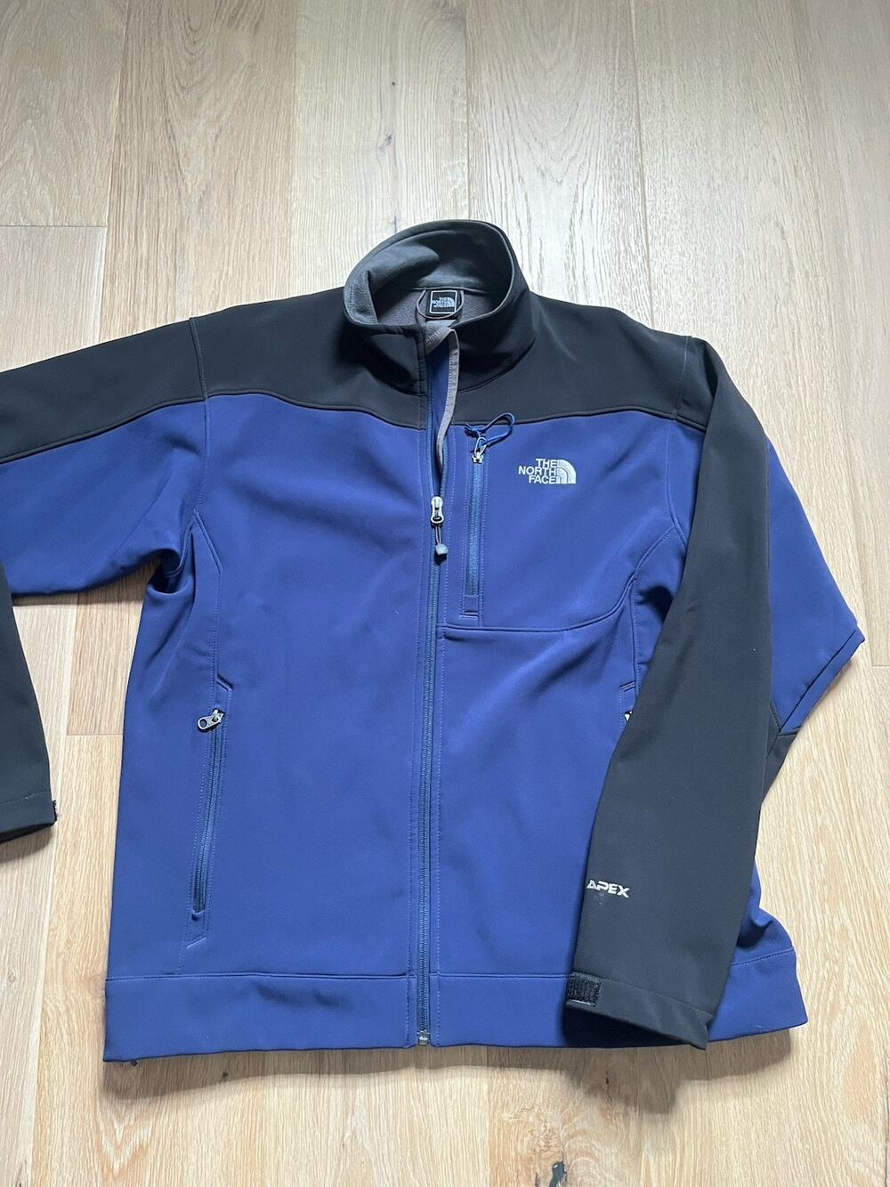 The North Face Apex Bionic Softshell Jacket Mens Black Blue Stretch Full Zip L